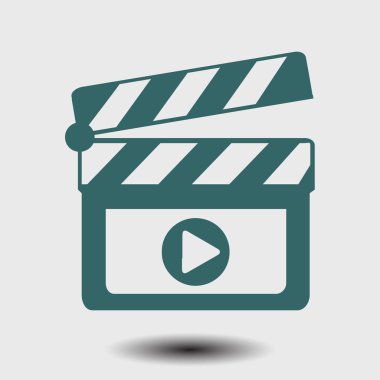 Film yapımcısı clapper kurulu simgesi. Düz tasarım stili.