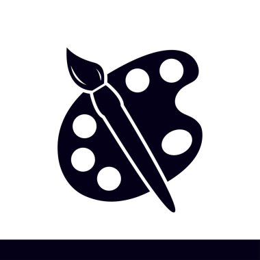 Boya fırça paleti simgesi ile. Düz tasarım stili.