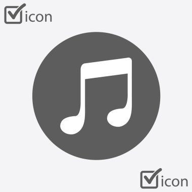 Müzik Not simgesi. Karakter dinleme şarkı. Düz tasarım stili.