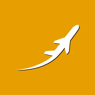 Uçak uçuş biletleri hava sinek seyahat kalkış siluet öğesi. Uçak sembolü. Seyahat etmek simge. Düz tasarım. EPS 10.