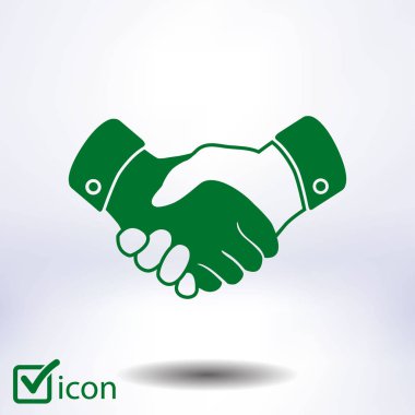 El sıkışma işareti simgesi. Başarılı iş sembolü. Düz tasarım stili.