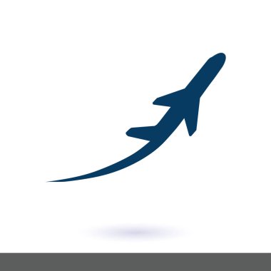 Uçak uçuş biletleri hava sinek seyahat kalkış siluet öğesi. Uçak sembolü. Seyahat etmek simge. Düz tasarım. EPS 10.