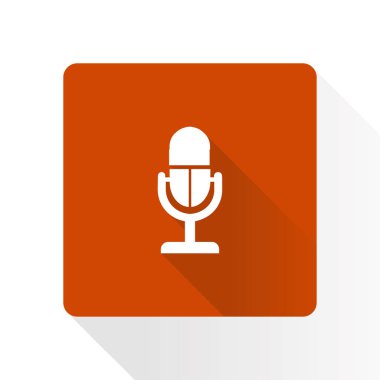 Mikrofon simgesi. Sözcü sembolü. Canlı müzik işareti. Düz tasarım tarzı. Vektör EPS 10.