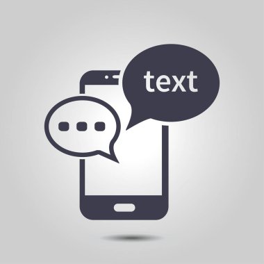 Mobil sohbet simgesi. Cep telefonu Web sohbet ve iletişim temsil eden.