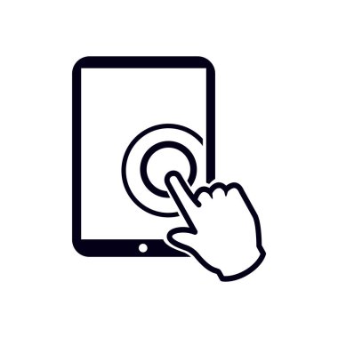Değmek perde tablet Pc işareti simgesi. El işaretçi simgesi. 