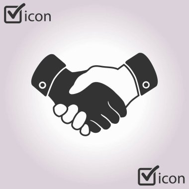 El sıkışma işareti simgesi. Başarılı iş sembolü. Düz tasarım stili.