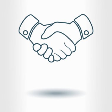 El sıkışma işareti simgesi. Başarılı iş sembolü. Düz tasarım stili.