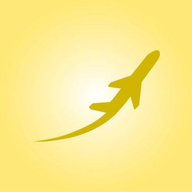 Uçak uçuş biletleri hava sinek seyahat kalkış siluet öğesi. Uçak sembolü. Seyahat etmek simge. Düz tasarım. EPS 10.