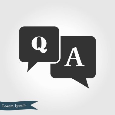 Soru cevap simgesi. Q&A işareti simgesi. Konuşma balonları ile soru ve cevap.