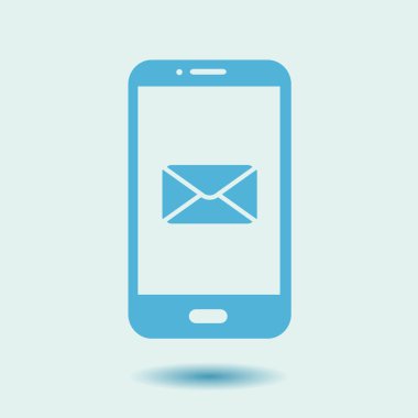Akıllı telefon e- postası veya SMS simgesi. Mobil posta imzası simgesi.