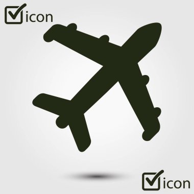 Uçak simgesi. Seyahat sembolü. Alt yazıyı uçaktan uçak.