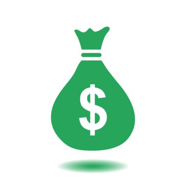 Para çantası ikonu. Dolar dolar para birimi sembolü. Düz tasarım tarzı. EPS 10.
