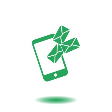 Akıllı telefon e- postası veya SMS simgesi. Mobil posta imzası simgesi.