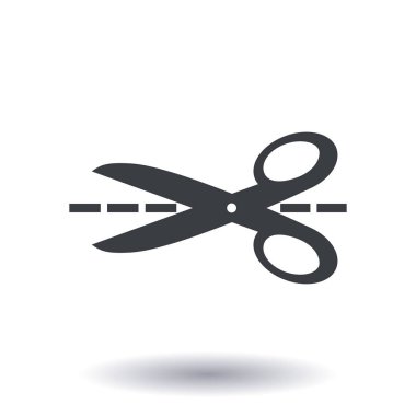 Makas ile kesme hatları simgesi.