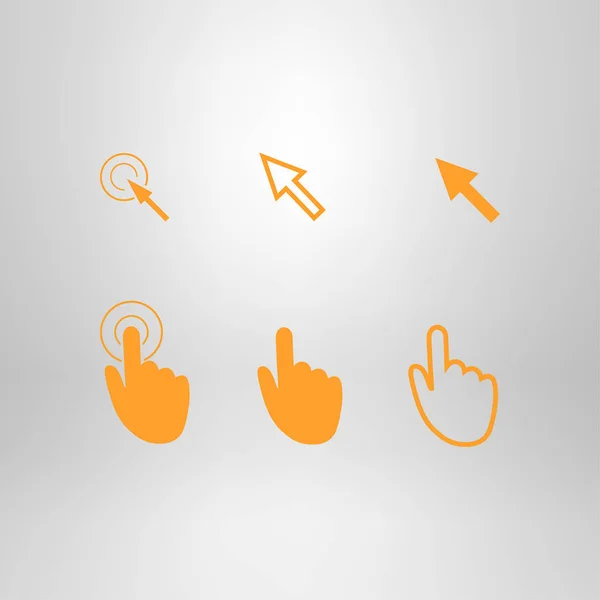 Cursor pointer icons. Mouse, hand, arrow. Click press and touch actions. Flat style. EPS 10 vector illustration