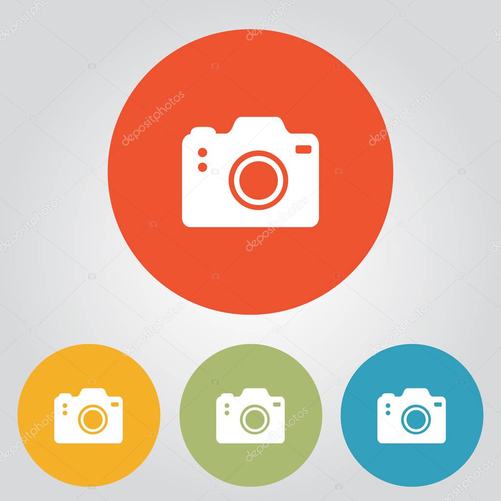 Photo camera simbol. DSLR camera sign icon. Digital camera. Flat design style. 
