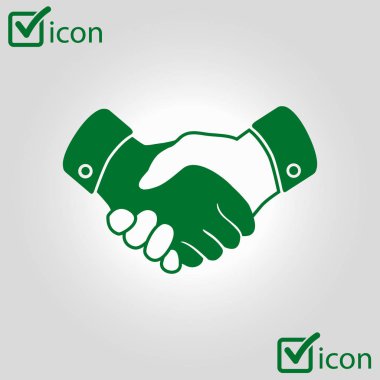 El sıkışma işareti simgesi. Başarılı iş sembolü. Düz tasarım stili.