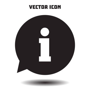 Bilgi işareti simgesi. Bilgi: konuşma balonu sembolü. Düz tasarım.