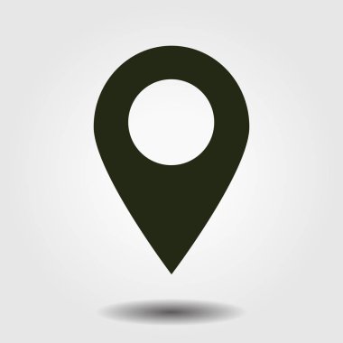 Harita işaretçi simgesi. GPS konumu sembolü. Düz tasarım stili. Vektör Eps 10.