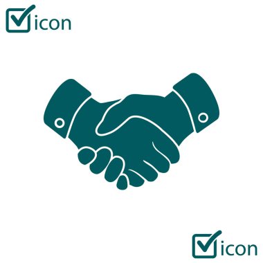 El sıkışma işareti simgesi. Başarılı iş sembolü. Düz tasarım stili.