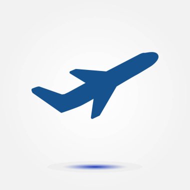 Uçak uçuş biletleri hava sinek seyahat kalkış siluet öğesi. Uçak sembolü. Seyahat etmek simge. Düz tasarım. EPS 10.