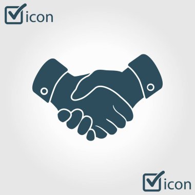 El sıkışma işareti simgesi. Başarılı iş sembolü. Düz tasarım stili.