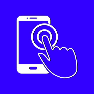 Dokunmatik ekran smartphone işareti simgesi. El işaretçi simgesi. Düz tasarım stili. Vektör Eps 10.