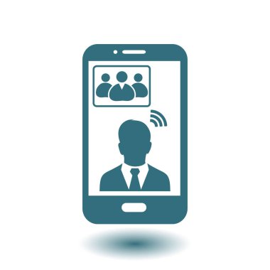 Online konferans akıllı telefon simgesi.
