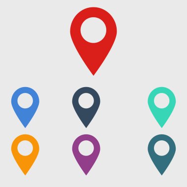 Harita işaretçi simgesi. GPS konumu sembolü. Düz tasarım stili. Vektör Eps 10.