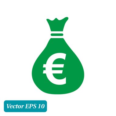 Money bag icon. Euro EUR currency symbol. Flat design style. EPS 10. clipart