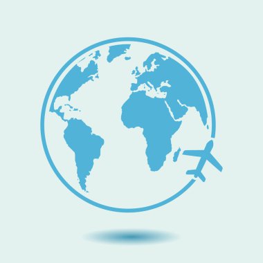 Uçak ikonu yolculuğu. Dünyayı dolaş..