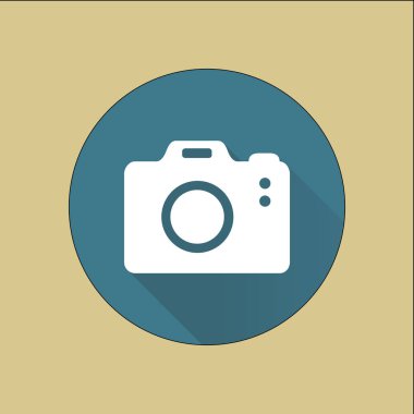 Fotoğraf makinesi simgesi. DSLR kamera simgesi. Dijital kamera. Düz tasarım biçimi. 