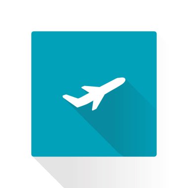 Uçak uçuş biletleri hava sinek seyahat kalkış siluet öğesi. Uçak sembolü. Seyahat etmek simge. Düz tasarım. EPS 10.