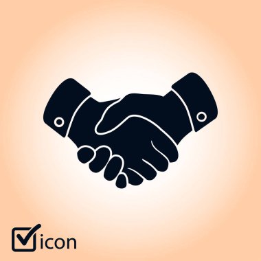 El sıkışma işareti simgesi. Başarılı iş sembolü. Düz tasarım stili.