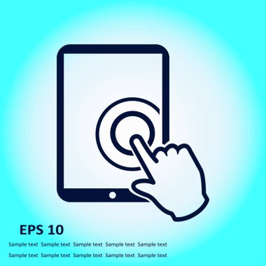 Değmek perde tablet Pc işareti simgesi. El işaretçi simgesi. 