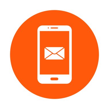 Akıllı telefon e- postası veya SMS simgesi. Mobil posta imzası simgesi.