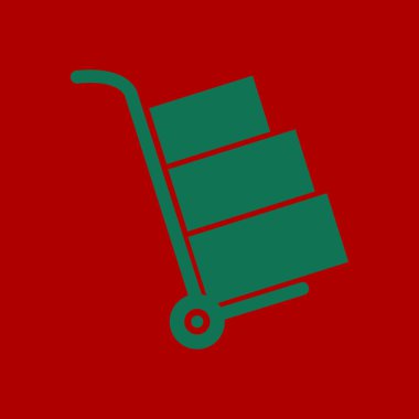 Kutuları simge kamyonla. El kamyon işareti erkek.