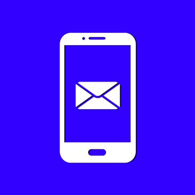 Akıllı telefon e- postası veya SMS simgesi. Mobil posta imzası simgesi.