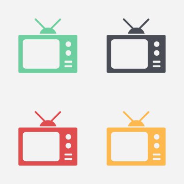 TV simgesi. Düz tasarım stili. Vektör Eps 10. 