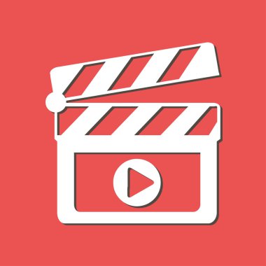 Film yapımcısı clapper kurulu simgesi. Düz tasarım stili.