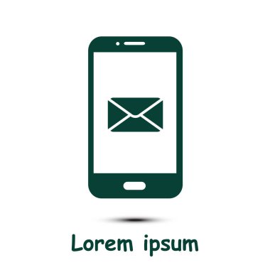 Akıllı telefon e- postası veya SMS simgesi. Mobil posta imzası simgesi.