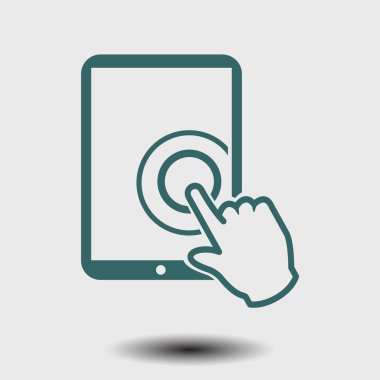 Değmek perde tablet Pc işareti simgesi. El işaretçi simgesi. 