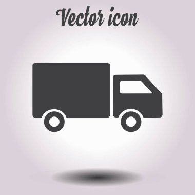 Teslimat kamyonu işareti simgesi. Kargo van sembolü. Sevk irsaliyelerini ve ücretsiz teslim. Düz stil. Vektör Eps 10.