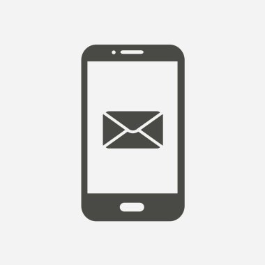 Akıllı telefon e- postası veya SMS simgesi. Mobil posta imzası simgesi.