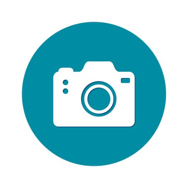 Fotoğraf makinesi simgesi. DSLR kamera simgesi. Dijital kamera. Düz tasarım biçimi. 
