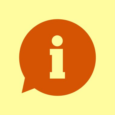 Bilgi işareti simgesi. Bilgi: konuşma balonu sembolü. Düz tasarım.