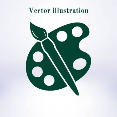 Boya fırça paleti simgesi ile. Düz tasarım stili.