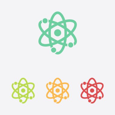 Atom işareti simgesi. Atom bölümü simgesi. Düz tasarım stili.