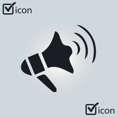Yakında simge megafon. Hoparlör simgesi. Haberler ve acil reklamlar.