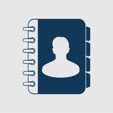 Adres Defteri simgesini. Düz tasarım stili. Eps10.